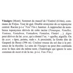 Dictionnaire des noms de lieux de l'Esterel à l'usage des Provençaux d'aujourd'hui - Gérard Tautil - Extrait