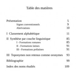 Les noms de la pierre et du relief en Vaucluse - Toponymie et oronymie - Gilles Fossat - Table des matières