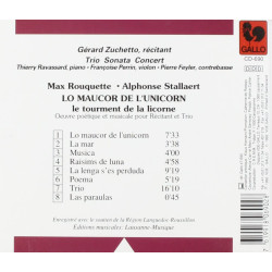 Lo Maucor de l'unicorn - Gérard Zuchetto - Back CD