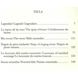 Legendari de las despartidas - Légendaire des départs - Jean-Frédéric Brun - Table des matières