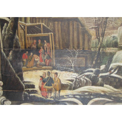 Nadalons - Détail peinture sur bois XVIIe siècle, plafond de la chapelle du monastère du Jassonneix