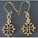 Pendents d'aurelhas crotz occitana (metal daurat)