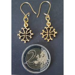 Gilded metal Occitan cross earrings
