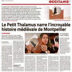 Le Petit Thalamus de Montpellier - G. Caïti-Russo - Article Midi Libre 26-12-2023