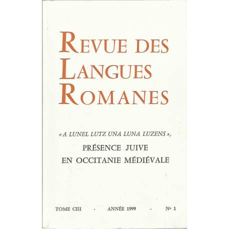 Revue des Langues Romanes - Tome 103-1 (1999 n°1) - Couverture