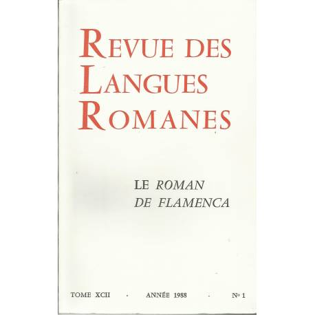 Revue des Langues Romanes - Tome 92 (1988 n°1) - Couverture