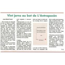  	Vint jorns au bot de l'Antropocèn - Joan Glaudi Puech - ATS 239 - Article Prouvenço d'aro 425