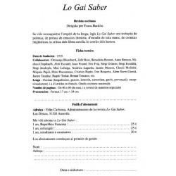 Lo Gai Saber - Abonnement (1 an) - Fiche technique 2016