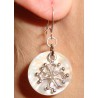 Boucles d'oreilles croix occitane (métal argenté sur nacre naturelle)