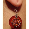 Boucles d'oreilles croix occitane (métal argenté sur nacre orange)