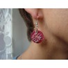Boucles d'oreilles croix occitane (métal argenté sur nacre rose)