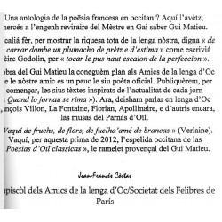 Poesias d'oïl classicas chausidas e reviradas en òc per Gui Matieu - Presentacion