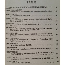 L'idée latine - Roger Barthe - Table des matières