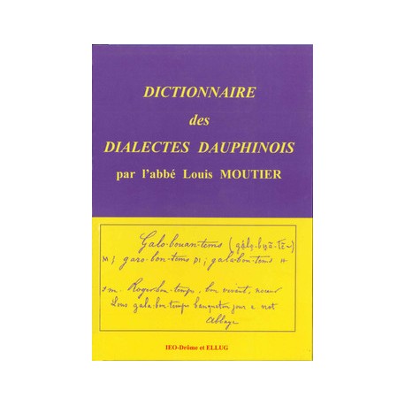 Dictionnaire des dialectes Dauphinois - Abbé Louis Moutier - Couverture