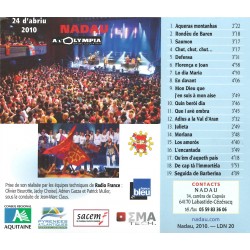 Nadau - Olympia 2010 - CD live - Dos de la pochette