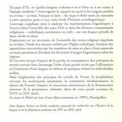 Au risque de Babel - Jean Eygun - Le texte religieux occitan - 4en de cobertura