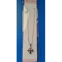 Chaîne et pendentif croix Oc pleine en métal argenté