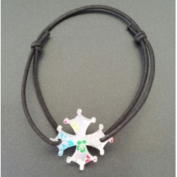 Bracelet croix occitane motif hibiscus