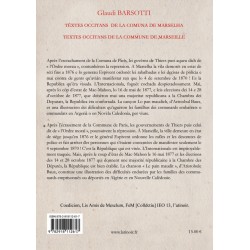 Textes occitans de la Comuna de Marselha -  Glaudi Barsotti - 4ième de couverture
