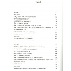 Textes occitans de la Comuna de Marselha -  Glaudi Barsotti - Table des matières