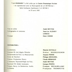 La Croisade - Robert Lafont - Centre dramatique occitan de Provence