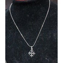 collier et pendentif croix occitane métal argenté