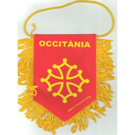 Fanion Occitània rotge amb crotz Òc per la veitura