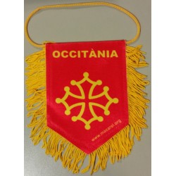 Fanion Occitània rouge avec croix Òc pour rétroviseur (voiture)