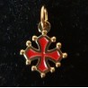 Pendentif Croix occitane dorée avec l'intérieur rouge (Sang et or) 1,5cm