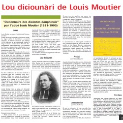 Dictionnaire des dialectes Dauphinois - Abbé Louis Moutier - Article Prouvenço d'aro n°231 - 03-2008