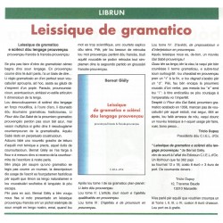 Leissique de gramatico e sciènci dou lengage prouvençau - Bernat Giély- Article Prouvenço d'aro 361 de 01-2020