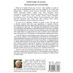Toponymie Cévenole - Les noms de lieux de Ventalon-en-Cévennes - Gérard TAUTIL - 4ième de couverture