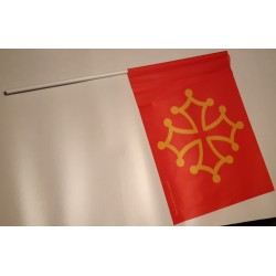 Occitan flag with PVC handle - Polyester 35 x 45 cm