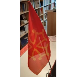 Occitan flag with PVC handle - Polyester 35 x 45 cm
