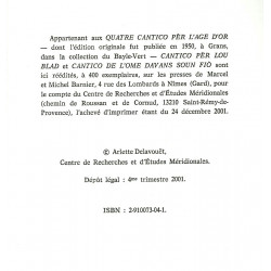 Cantico pèr lou blad - Cantico de l’ome davans soun fiò - Max-Philippe Delavouët - Notes