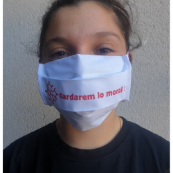 Washable protective mask with Occitan cross and text Gardarem lo moral !