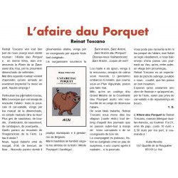 L’afaire dau porquet - L'afaire du petit cochon - Reinat Toscano - Article Prouvenço d'aro 323 (07-2016)