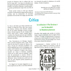 Novèlas exemplaras - Miguel De Cervantes - Joaquim Blasco - Article Anem Occitans 171-172