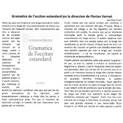 Gramatica de l'occitan estandard - Florian VERNET - Article by Sergi Viaule
